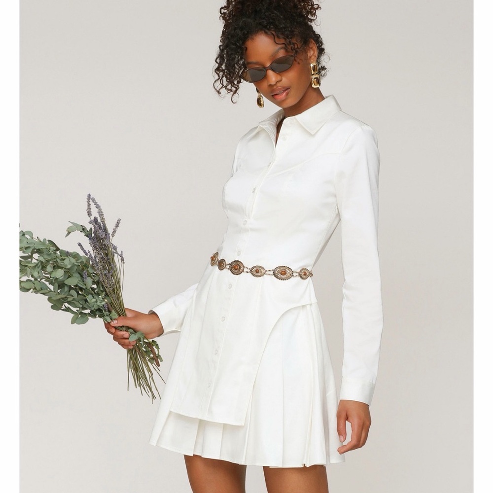 Avec Les Filles White Long Sleeve Dress